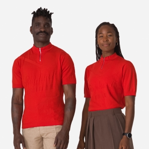 Topy Rapha St Raphael Quarter Zip Knit Panske Červené | 1029645-WY