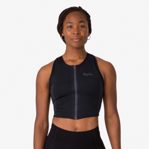Tričko Rapha Cropped Zip Tank Damske Čierne Čierne | 7624081-NX