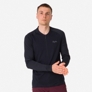 Tričko Rapha Explore Long Sleeve Zip Neck Tech Panske Čierne Čierne | 1438792-DS