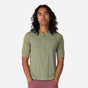 Tričko Rapha Explore Zip Neck Technical Panske Olivovo Zelená Zelene Tmavo Olivovo Zelená Zelene | 9765048-ZV