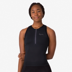 Tričko Rapha Half Zip Tank Damske Čierne Čierne | 0861375-BK