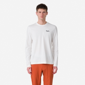 Tričko Rapha Logo Long Sleeve Panske Biele Čierne | 8172430-SM